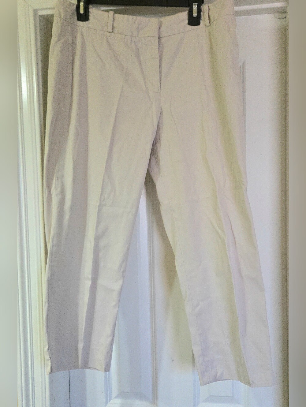 Talbots Signature Women's Khaki's Cream Cropped Straight-leg Pants Flat Front 12